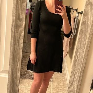 Black 3/4 sleeve sweater dress